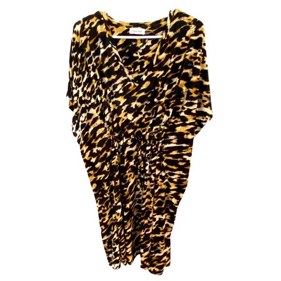 Calvin Klein Dress Size 6 Leopard Print Sheath brown caftan animal print 6 - Picture 1 of 6